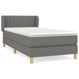 vidaXL Boxspringbed met matras, donkergrijs, 90x200 cm, gestoffeerd