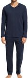 Hanro Heren pyjama Night & Day Lange mouw Effen 100% Katoen deep navy Maat M