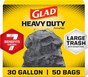 Glad ForceFlex Extra Strong Outdoor Drawstring Large Trash Bags, 30 Gallon, 50 Count
