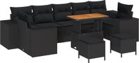 vidaXL Dining loungeset 10-delig polyrotan zwart