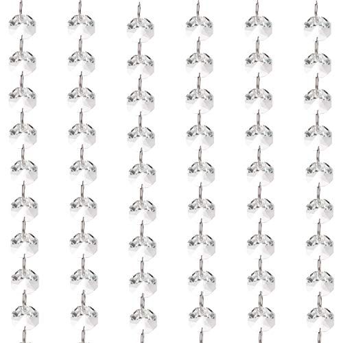 BELLE VOUS Helder Glazen Kristallen Kandelaar Kralen Ketting Guirlande (6 pak) – 1m Guirlande Strengen met 1,5cm Octogonale Kralen – Voor DIY Hobby, Huwelijk/Kerst/Feest Decoratie, Sieraden en Lampen
