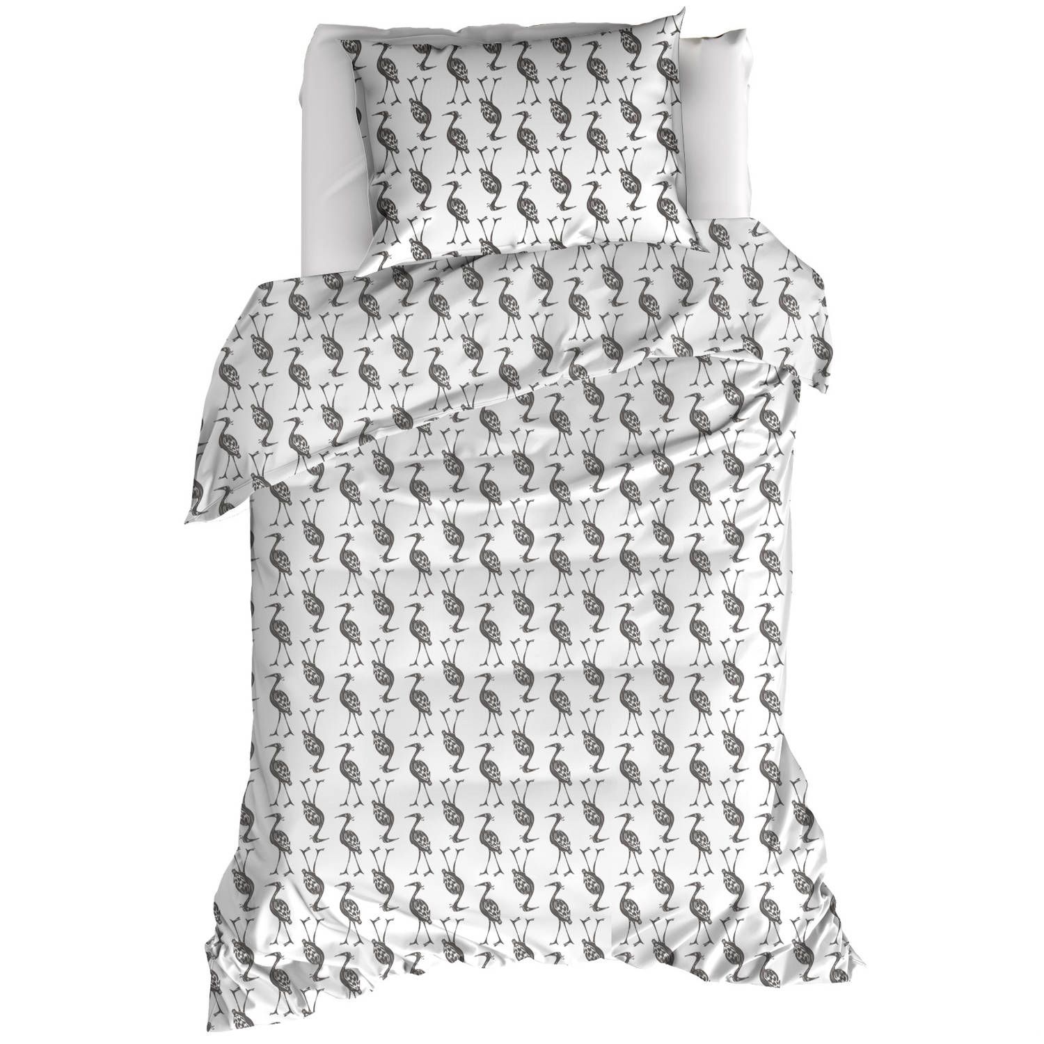 Moodit Dekbedovertrek Odil Otis - Eenpersoons - 140 x 220 cm - Katoen - Wit