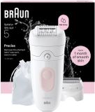 Braun Silk·épil 5 5-030 - Wet&Dry Epilator - Eenvoudige Haarverwijdering - Langdurig Gladde Huid - Ladyshave Scheerkop en Trimmerkam