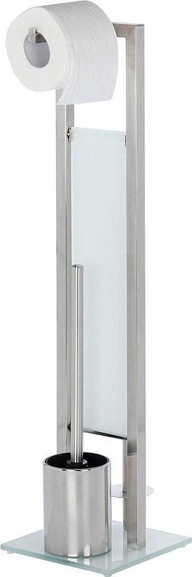 WENKO Rivalta Toiletbutler - RVS mat - Toiletborstel met houder, Toiletrolhouder en Reserverolhouder