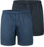 Schiesser Boxershorts set van 2 jersey uni patroon - Boxershorts multipack Heren Onderbroek - blauw & donkerblauw
