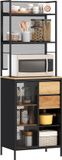 Homcom Keukenkast - Spaanplaat - 60x40x180cm - Natuurlijk hout