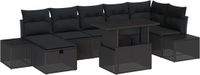 vidaXL Tuinbank Set 8-delig Poly Rattan Zwart/Zwart