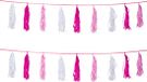 Folat Bv Kwast tassel guirlande rose - 2x - 3 mètre - Fille naissance articles de fête décorations