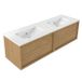 Saniclass Holz Frame Badkamermeubelset - 140x45x42cm - Vygo keramische wastafel wit - 2 wasbakken - zonder kraangaten - 2 lades - glans eiken natural (hout) SW1420775/SW773929