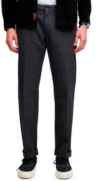 Superdry Premium Textured Regular Chino Pantalon Noir W30 x L32 Homme Coton