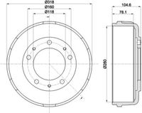 Hella Pagid 2x remtrommel trommelrem achterzijde Ford Transit MK5 V185 V185