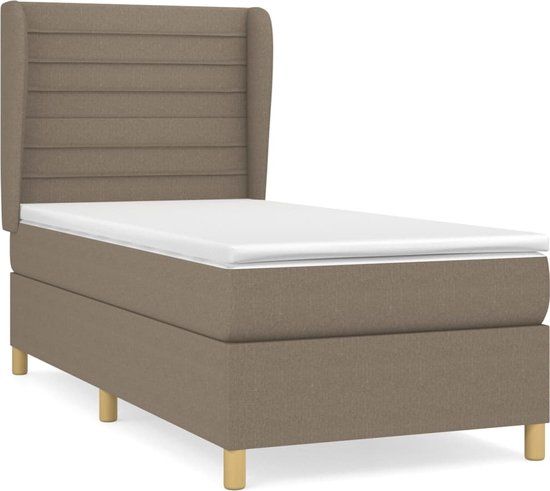 vidaXL Boxspring met matras stof taupe 90x190 cm