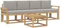 vidaXL Bankenset 5 st Wit en Lichtgrijs Polyester