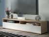 Meuble TV-HiFi CLIFFA 2 portes abattantes blanc brillant/chêne artisan