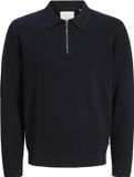 Jack & Jones Premium JACK&JONES JPRBLAMILANO STITCH KNIT ZIP POLO SN Heren Polo Lange Mouw Katoen Night Sky XXL