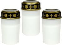 Benson Bougie commémorative/lumière souvenir - 3x - LED lumière - blanc - résistant à l'eau - à piles - D6,5 x 12 cm