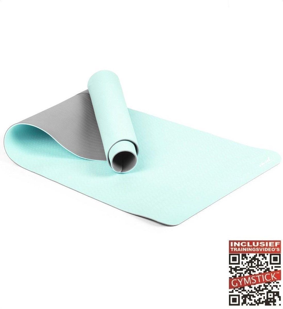 Gymstick Vivid Yoga Mat - Turquoise/Grijs - 170 x 60 x 0,4 cm - Met Online Trainingsvideo's
