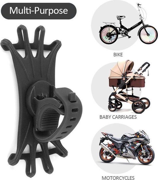 Universele Telefoonhouder voor Fiets & Motor - Zwart - Geschikt voor Smartphones tot 6 inch