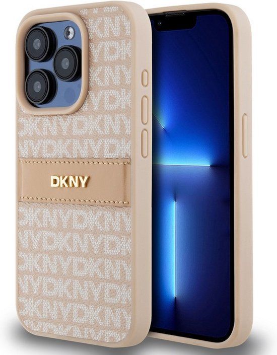 DKNY Textured Tonal Stripe Back Case for Apple iPhone 14 Pro - Pink