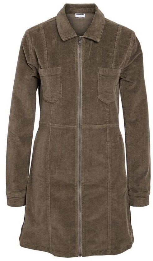 Noisy May NMNISE SLIM ZIP DRESS COLOR CORDUROY S* Dames Mini-jurk - bruin - S