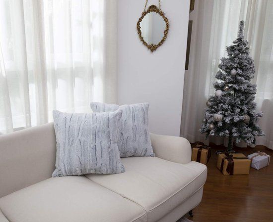 Dailyibed - Blue Shadow Decorative Cushions - 50x50 cm - Set of 2 - Faux Fur