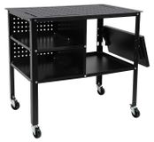 Établi sur roulettes - Étagères latérales rabattables - Construction en acier - 4 roulettes pivotantes, dont 2 avec frein - Capacité de charge jusqu'à 500 kg - Dimensions 111 × 60 × 85 cm - Noir