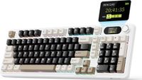ATTACK SHARK X98 - Clavier de jeu mécanique sans fil - Écran TFT - Bouton rotatif multifonctionnel - Touches PBT - Tri-mode filaire/2.4G/Bluetooth - Mod Gasket - 98 touches - Blanc fromage