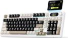 ATTACK SHARK X98 - Clavier de jeu mécanique sans fil - Écran TFT - Bouton rotatif multifonctionnel - Touches PBT - Tri-mode filaire/2.4G/Bluetooth - Mod Gasket - 98 touches - Blanc fromage
