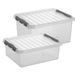 Sunware Q-Line boîtes de rangement set - 2 tailles - 25 et 36 litres - plastique - transparent/gris