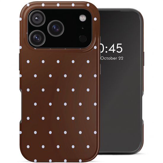 Selencia Hoesje - Geschikt voor Apple iPhone 17 Pro - Backcover geschikt voor MagSafe - Happy Dots Chocolate