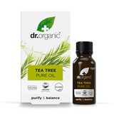 Dr Organic Tea Tree Pure Olie, Zuiverend, Essentiële Olie, Vette Huid, Natuurlijk, Veganistisch, Dierproefvrij, Zonder Parabenen & SLS, Biologisch, Gerecycled & Recyclebaar, 50ml