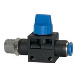 Afsluitklep RIEGLER Afsluitklep "Blaue serie", steekaansluiting, R 1/8 a., voor slot-buiten-Ø 8 mm, werkdruk max. 15 bar, kunststof/messing vern.