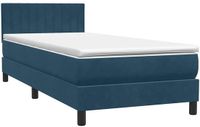 vidaXL Boxspring met matras fluweel donkerblauw 80x210 cm