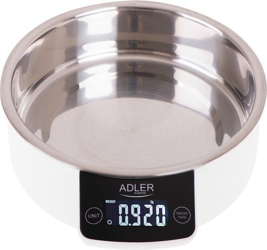 Adler Top Choice Keukenweegschaal met ingebouwde kom - Zilverkleurig - 5 kg - 1g