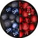 Merkloos / Sans marque Billiet - Vanlaere Kerstballen 34x st - 3 cm - donkerblauw en rood - kunststof