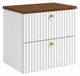 3xE living Meuble sous-vasque 60 cm, blanc/chêne noyer, poignées dorées