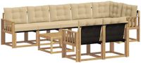 vidaXL - Hoek loungeset - Acacia hout - Wit en Beige - 8 zitplekken