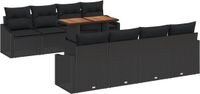 vidaXL Tuinbank Set 9-delig Zwart Polyrattan