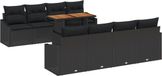 vidaXL Banc de jardin 9 pièces Noir Polyrotin