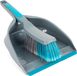 Beldray LA049254EU7 Brosse à main et pelle, petit balai avec poils souples, pelle à poussière, pelle à poussière et brosse à main peu encombrantes, ensemble balai et pelle gris/bleu à clipser