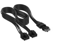 CORSAIR Individuele ommantelingskabel 2 x 8-polig naar PCIe 12 V-2 x 6 600 W type 4 Elite Premium - 650 mm, kabelkammen met laag profiel, drielaags paracord mesh, tweekleurige stekker - zwart