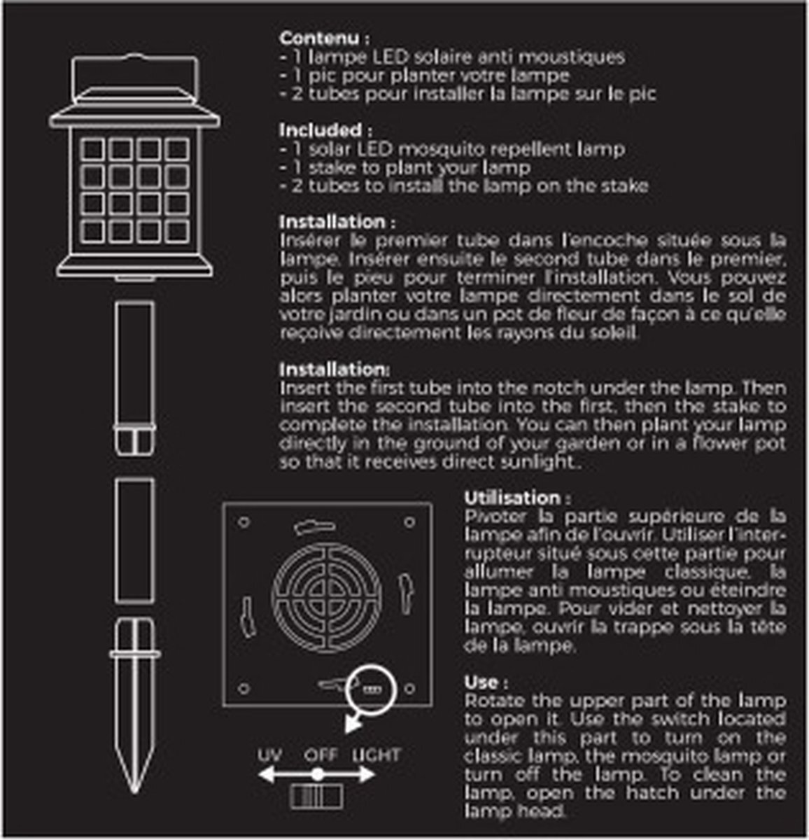 Je Cherche Une Idee 3 in 1 Zonne geleide muggenlamp