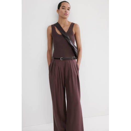 Mango Jumpsuit Krijtstreep Donkerbruin