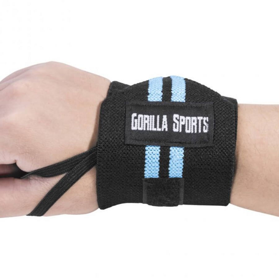 Gorilla Sports Gorilla Sports Polsbanden - Katoen - Elastisch - Zwart/Blauw