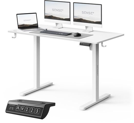 SENSE7 NOJO LIGHT Zit Sta Bureau 120 cm x 60 cm - Elektrisch bureau - Wit