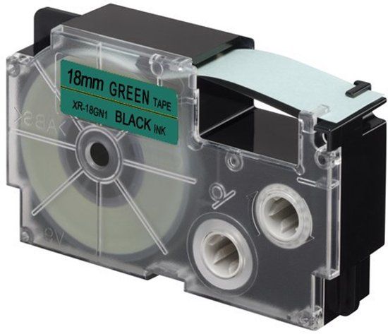 Casio XR-18GN1 labelprinter-tape Zwart op groen