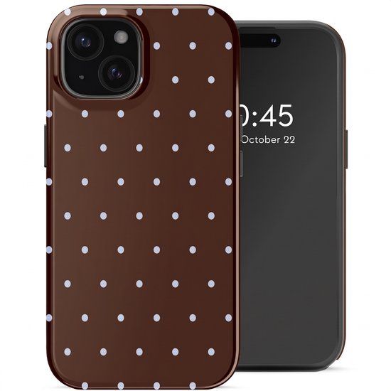 Selencia Hoesje - Geschikt voor Apple iPhone 15 - Backcover geschikt voor MagSafe - Happy Dots Chocolate