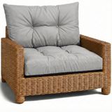 Amazinggirl Kussen Lounge Tuinmeubelen - Set: zitkussen 50x50 cm en rugkussen 40x50 cm Rug Rattan Ideaal voor balkon terras loungeset buiten comfort vulling dik duurzaam Lichtgrijs