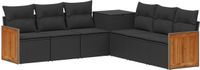 vidaXL - Bankstel - 7 - st - Zwart - Poly - Rattan - en - Staal