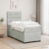 vidaXL Boxspringbed met matras, lichtgrijs, 80 x 200 cm, fluweel